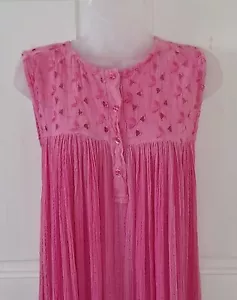 Vintage 1970s/ 80s Pink Cut Out Sleeveless prairie dress Size S - Picture 1 of 9