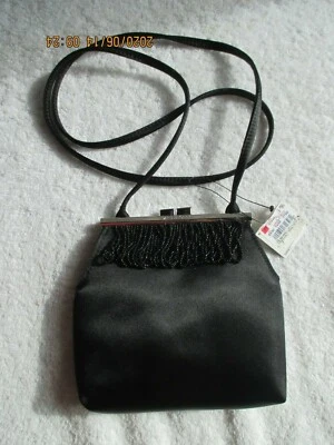 Bolso de Mano Liz Claiborne Noche Especial Cuentas Negras Herrajes Plateados Nuevo Foto 1 de 4