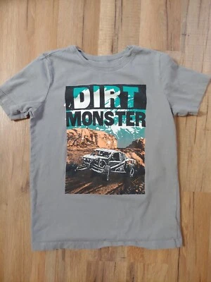 Camiseta OshKosh Niños Talla 7 Gris Manga Corta Algodón Suciedad Monstruo Serigrafía Foto 1 de 4