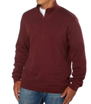 Mens CUTTER & BUCK  1/4 Zip JUMPER 100% Cotton SWEATER Burgundy Pullover SMALL - Image 1 of 4