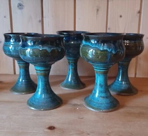 Cáliz de cerámica artística de estudio copa de agua esmaltada en vino excelente firmado ASHER - Imagen 1 de 9