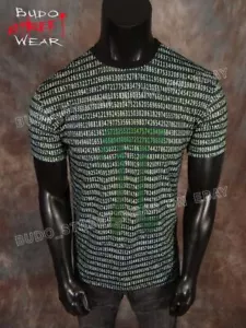 Herren T-Shirt Schwarz Computer Code All Over Print Sublimation Designs Slim Stretch - Bild 1 von 5