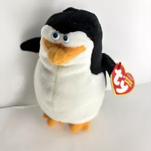 Ty Beanie Baby Madagascar Pinguini Skipper Pinguino 6" Peluche Peluche Peluche Etichette - Foto 1 di 8