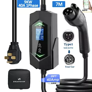9.6KW Portable EV Charger EV Car Charging Cable 40 Amp Level 2 NEMA 14-50P 25FT - Picture 1 of 9