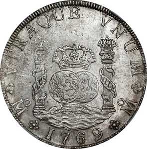 Mexico: Charles III, 8 Reales 1769 Mo-MF NGC MS-61, Mexico City. Lustrous! - Picture 1 of 6