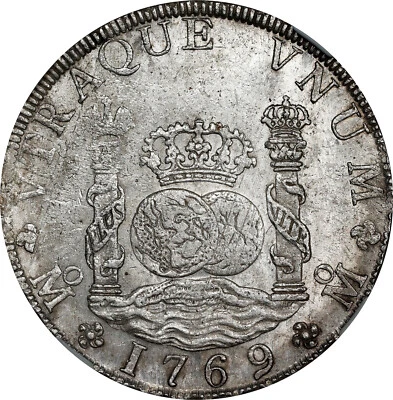 México: Charles III, 8 reais 1769 Mo-MF NGC MS-61, Cidade do México. Brilhante! - Imagem 1 de 4