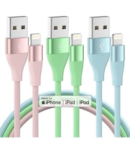 10 FT iPhone Charger Apple MFi Certified Lightning Cable-3Pack Fast Charging - Picture 1 of 7