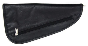 Estuche para pistola pistola de cuero suave alfombra pistola almacenamiento acolchado bolsa negra con cremallera NUEVO - Imagen 1 de 3