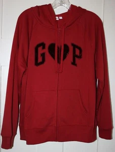 Gap Women's Sweatshirt Hoodie Full Zip Velour Logo Red Size Large - Picture 1 of 5