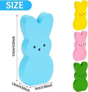 Easter Décor, 4 Pcs Bunny Table Decorations Wooden Spring Signs for Home, Woo... - Picture 1 of 12