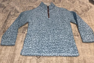 True Grit Fleece Youth Sz Medium Pullover 1/4 Zip Bluish Green - Picture 1 of 5