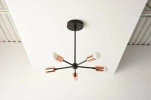 Sputnik Chandelier Black Copper Black & Copper Mid Century Modern Chandelier - Picture 1 of 4