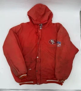 VTG San Francisco 49ers Starter Puffer Jacket Mens XL Red NEEDS REPAIRS WRECKED - Picture 1 of 15