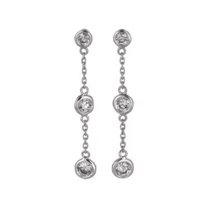 0.50 Ct Natural Diamond Bezel Drop Earrings G SI 14K White Gold - Picture 1 of 1