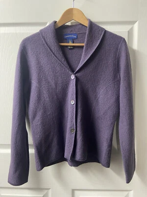 Charter Club Cardigan Sweater Womens Size M Gray 100% Wool Button Up Vtg - Image 1 of 4