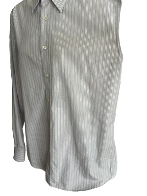 Prada Milano Blanco Púrpura Rayas Hombres Algodón Botón Frontal Talla 16/41 Foto 1 de 4