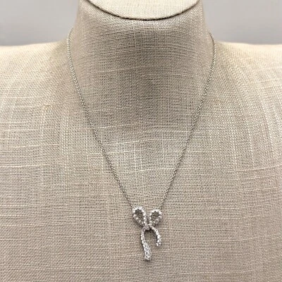 Collar Banana Republic Arco Tono Plata Estrás Colgante Delicado Simple 16" Foto 1 de 4