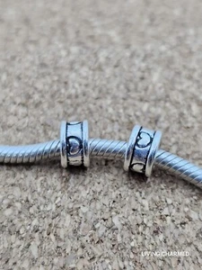 Lotto 2 perle charm europee autentiche argento cuore inciso distanziatore amore - Foto 1 di 3