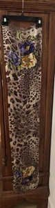 Adrienne Vittadini Silk Scarf Vintage Designer Floral Rose Animal Brown 52”x10” - Picture 1 of 7