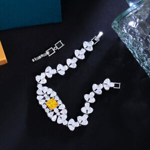 CZ Leaf Tear Drop Bracelet Austrian Crystal White Gold Plated Fashion Jewellery