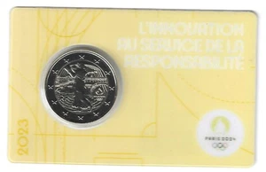 2 Euro Frankreich 2023 Olympia Paris 2024 Einzel-Coincard gelb - Bild 1 von 2