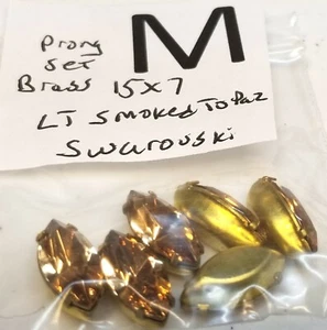 Vtg Navette 15x7mm Swarovski Rhinestone Loose & brass 1 & 2 Loop repair 5014 - Picture 1 of 47