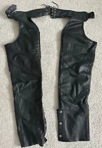 First Classics Black Leather Chaps Mens Large - Foto 1 di 4