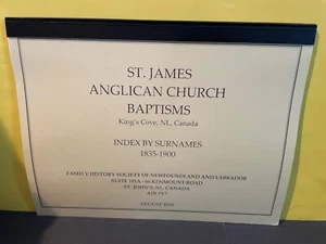 St.James Anglican Church Baptisms,King’s Cove Newfoundland,1835-1900 - Imagen 1 de 2