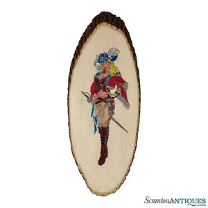 Vintage Traditional Hand Painted Live Edge Slab Women Pirate Wench Wall Plaque - Picture 1 of 8