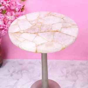White Agate Console Corner Table Top, Agate End Table Top, Handmade Decor - Picture 1 of 4