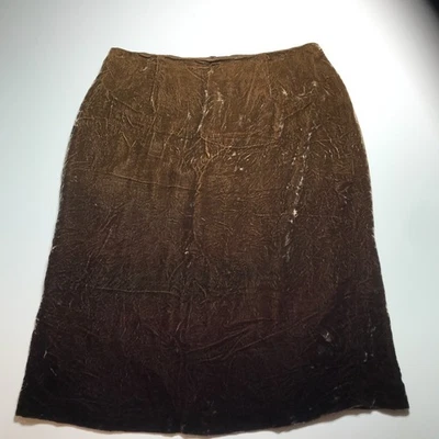 Falda Ann Taylor Mujer Talla 14 Terciopelo Aplastado Marrón Mezcla Seda Noche Esencial Foto 1 de 4