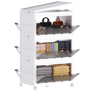 Storage Bins with Lids, 3 Pack 88QT Large Plastic Stackable Collapsible Bins ... - Picture 1 of 7