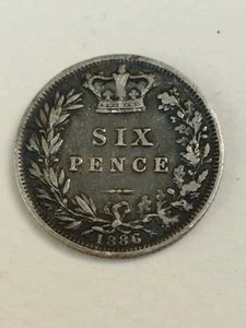 6 Pence Silver 1886 Great Britain - Picture 1 of 2