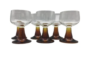 Bee Hive Stemmed Wine Glasses Mid Century Modern Home Barware Set 6 Wine Glasses - Picture 1 of 10