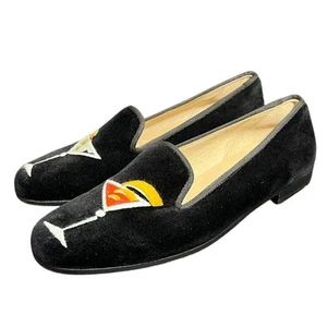 Stubbs & Wootton Martini Damen-Slipper schwarz Samt 7 AA schmal Loafer - Bild 1 von 8