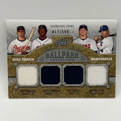 Upper Deck Ballpark Nick Markakis/F. 2009 Carmona/Matt Garza/M. Young #225/500 Foto 1 de 2