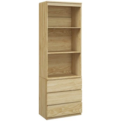 HOMCOM 180cm Tall Bookshelf Free Standing Storage Shelf Unit with Storage Oak - Image 1 of 4