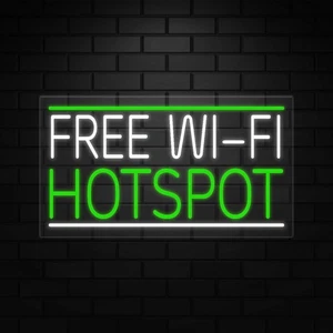 Insegna Hot Spot Wi-Fi Gratuita per Display Business | LED Flex Neon| 37"W x 20"H x 1"D - Foto 1 di 5