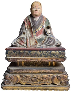 Antique Japanese Edo Wood Wooden Carved Buddha Statue Figure Figurine Glass Eyes - Picture 1 of 20