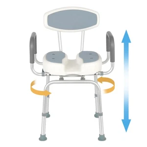 Shower Chairs for Elderly Swivel U Shaped Shower Chair with Back and Arms - Picture 1 of 8