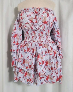 Mini Vestido Floral Forever 21 XL Fuera del Hombro Manga Volantes Romántico Años 2010 - Imagen 1 de 6