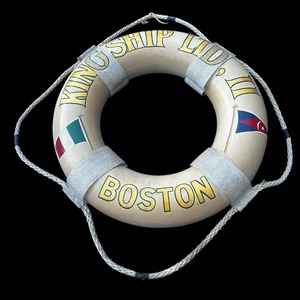 Vintage Real Deal Ring Bouy Boat Kingship LTD 2 Boston Mass Italian Hand Painted - Picture 1 of 8