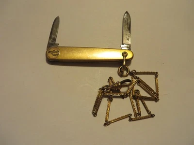 Navaja de Bolsillo Vintage 2 Hojas Llena de Oro Hayward Sheffield con Cadena Foto 1 de 4