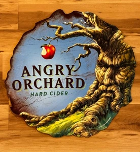 Angry Orchard Hard Apple Cider Round Tree Logo Metal Tin Beer Sign Bar Garage - Picture 1 of 6