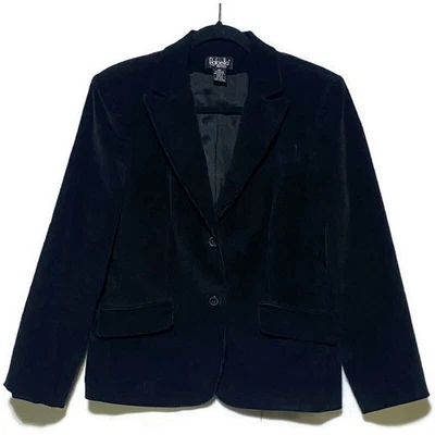 Chaqueta Blazer Rafaella Petites Para Mujer 14P Pana Pequeña Negra con Almohadillas para los Hombros Foto 1 de 4