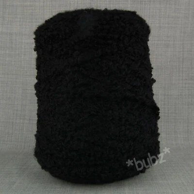 SUPER SOFT CHUNKY MOHAIR LOOP BOUCLE WOOL YARN 250g CONE POODLE BLACK KNITTING - Image 1 of 3