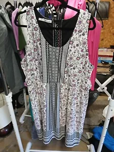 Maurices Black White & Pink Floral Sleeveless Stretch Tank Dress Plus Size 3 - Picture 1 of 6