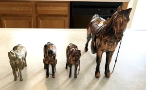 Vintage Copper Brass Bronze Horse Sculptures Statues Figures 4 Total - Picture 1 of 18
