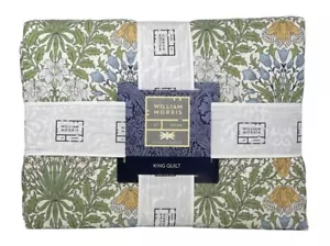 WILLIAM MORRIS England KING Cotton Garden Leaf Floral Diamond Quilt Coverlet NEW - Picture 1 of 4