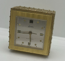 mid-60s Linden (Germany) BRUTALIST Gilt-Brass Desk Alarm Clock